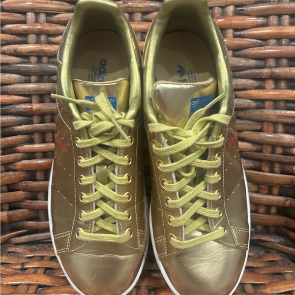 Adidas Originals Stan Smith Metallic Gold Sneakers Mens Size 6.5 men /women’s 8 - Picture 4 of 10